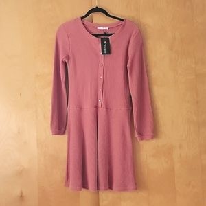 R. Vivimos Waffle Button Down Henley Shirt Dress